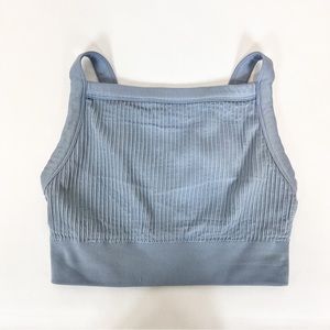 Aerie Ribbed Square Neck Sports Bra In Blue Size XL